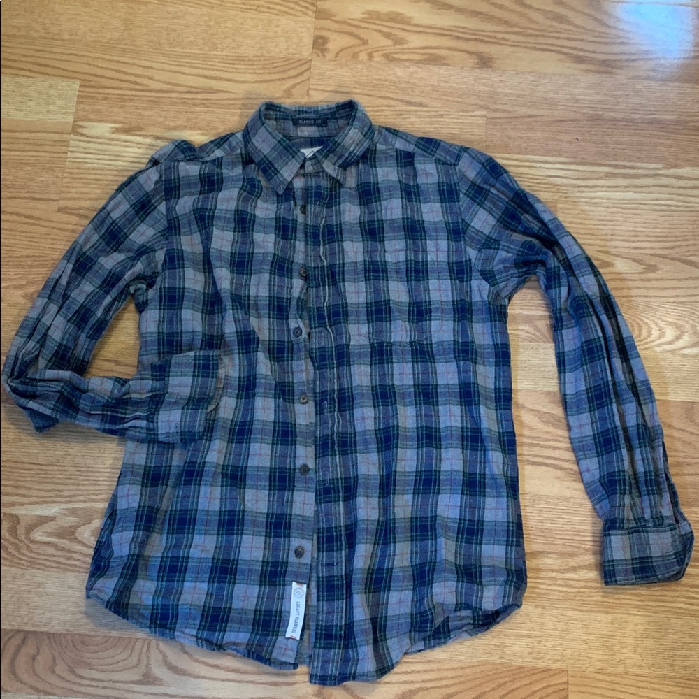 St. John's Bay Blue and Green Plaid Shirt